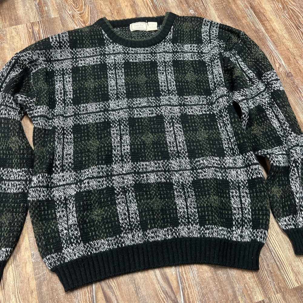 Green and black plaid vintage Bugle Boy sweater
